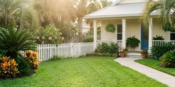 green healthy front yard Florida house